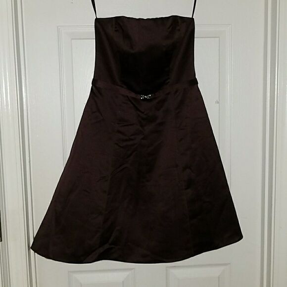 Michaelangelo brown strapless formal dress Sz 4 - Picture 1 of 5